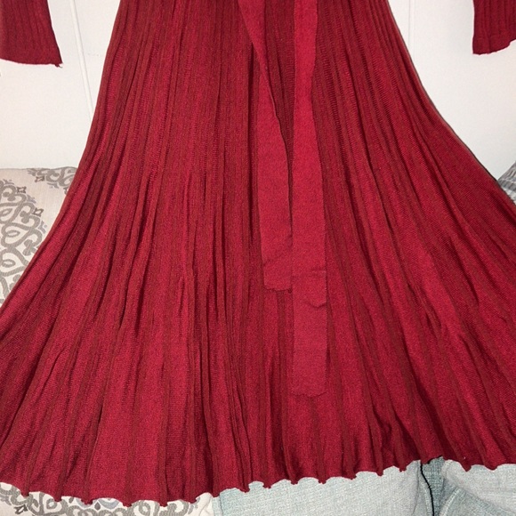 🍂 Gorgeous Autumn Red Pleated Sweater Dress NWT - Picture 4 of 7